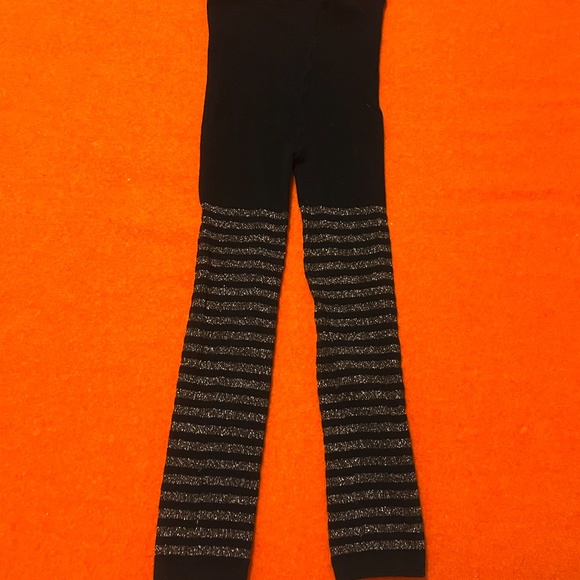 Black and copper gold lurex striped cropped tights EUC - Picture 3 of 3